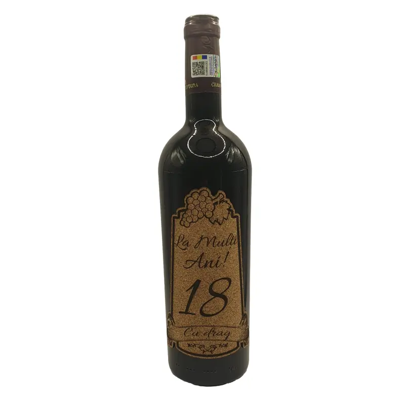 La multi ani 18 editie limitata, eticheta pluta cu mesaj